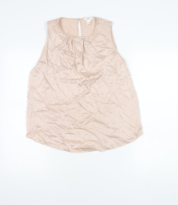 H&M Womens Beige Viscose Sleeveless Blouse Size 10 Scoop Neck