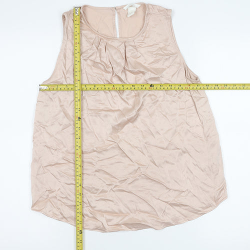 H&M Womens Beige Viscose Sleeveless Blouse Size 10 Scoop Neck