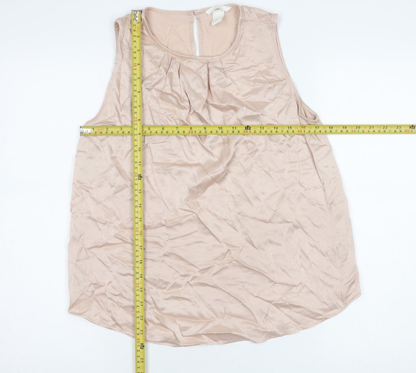 H&M Womens Beige Viscose Sleeveless Blouse Size 10 Scoop Neck