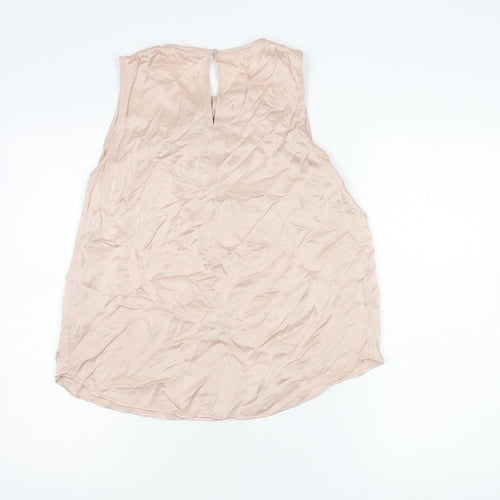 H&M Womens Beige Viscose Sleeveless Blouse Size 10 Scoop Neck