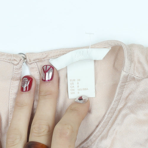 H&M Womens Beige Viscose Sleeveless Blouse Size 10 Scoop Neck