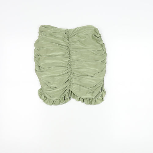 PrettyLittleThing Women’s Green Size 10 Ruched Ruffle Mini Skirt