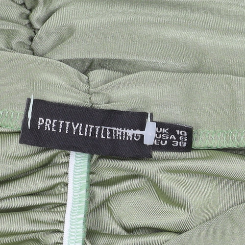 PrettyLittleThing Women’s Green Size 10 Ruched Ruffle Mini Skirt