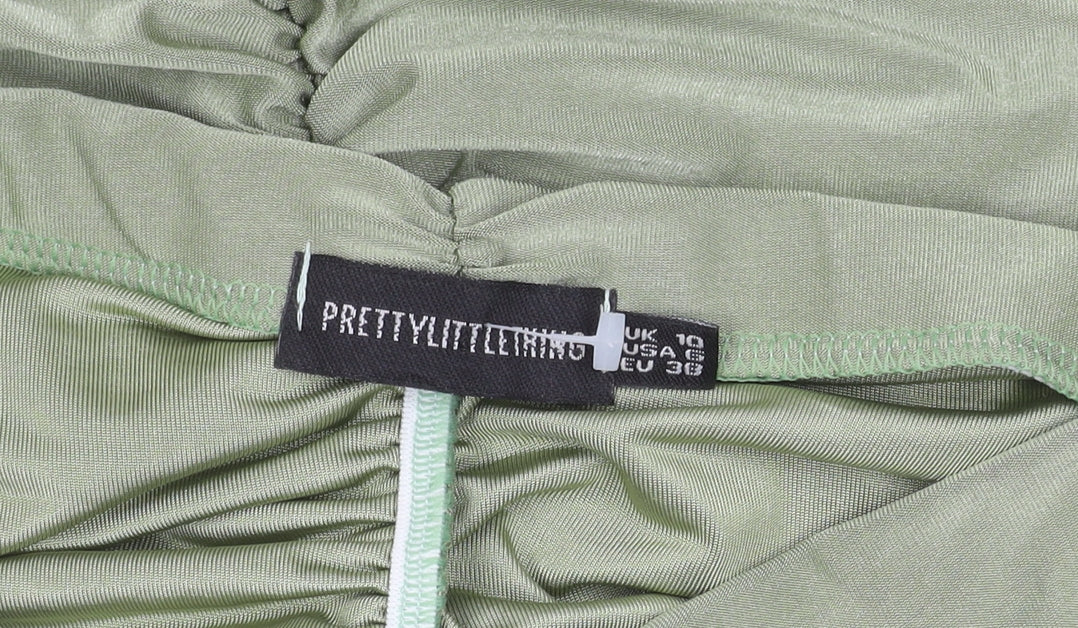 PrettyLittleThing Women’s Green Size 10 Ruched Ruffle Mini Skirt