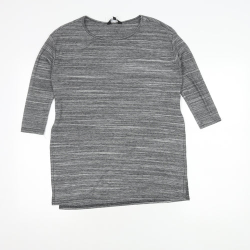 New Look Women’s Grey Jersey Tunic Top Size 10 3/4 Sleeve Scoop Neck