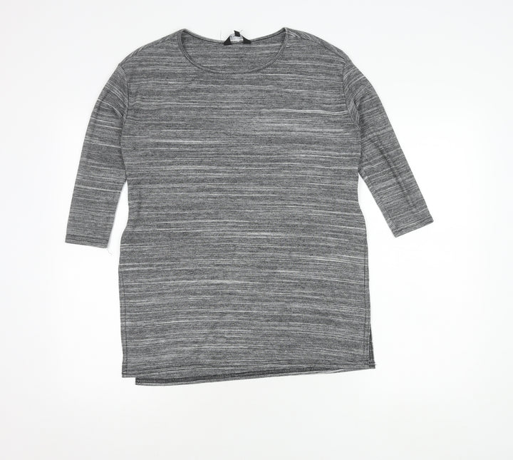 New Look Women’s Grey Jersey Tunic Top Size 10 3/4 Sleeve Scoop Neck