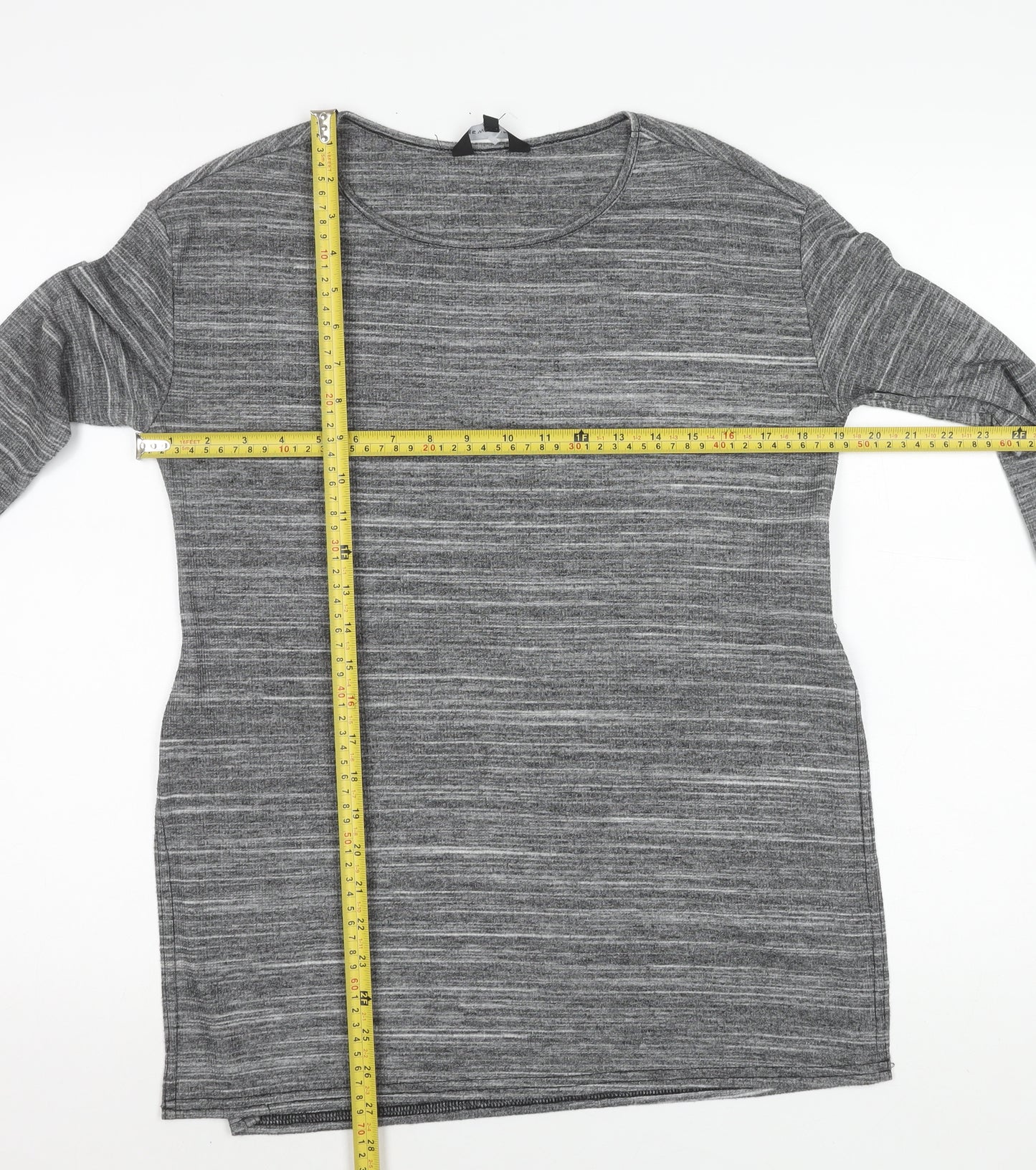 New Look Women’s Grey Jersey Tunic Top Size 10 3/4 Sleeve Scoop Neck