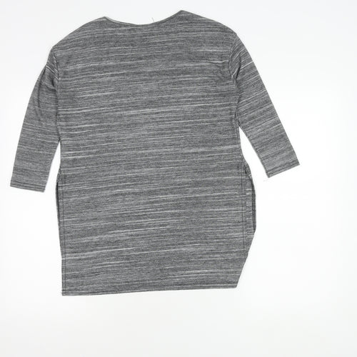 New Look Women’s Grey Jersey Tunic Top Size 10 3/4 Sleeve Scoop Neck
