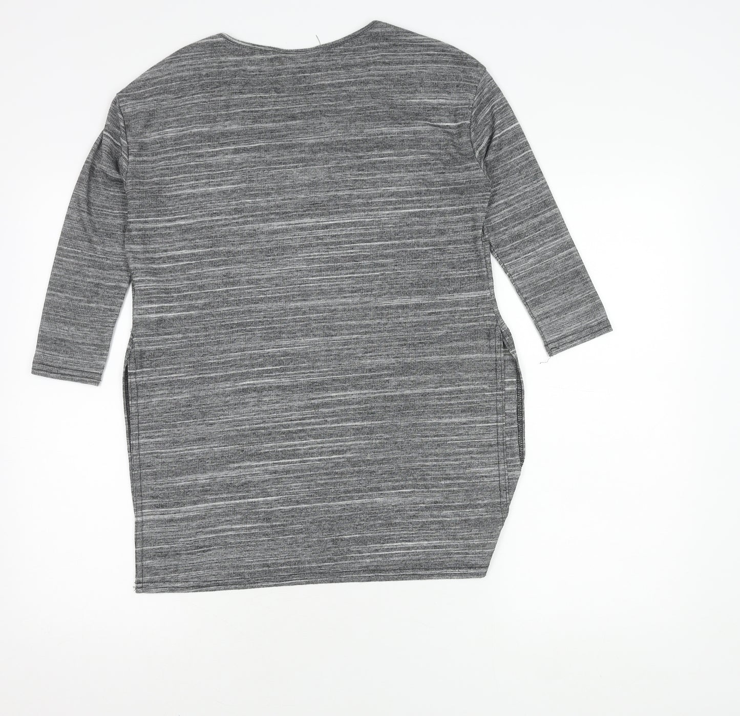 New Look Women’s Grey Jersey Tunic Top Size 10 3/4 Sleeve Scoop Neck