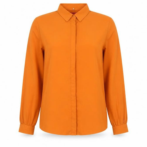 Boohoo Women’s Orange Button-Up Shirt UK 10 Long Sleeve Polyester