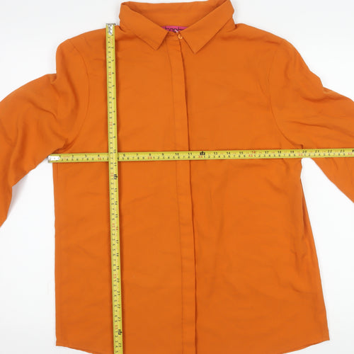 Boohoo Women’s Orange Button-Up Shirt UK 10 Long Sleeve Polyester