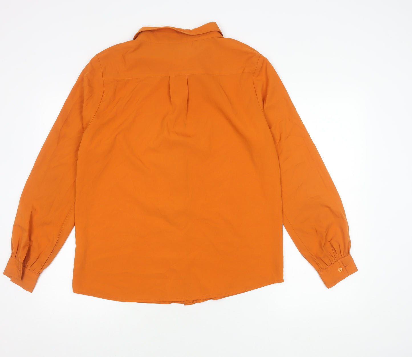 Boohoo Women’s Orange Button-Up Shirt UK 10 Long Sleeve Polyester