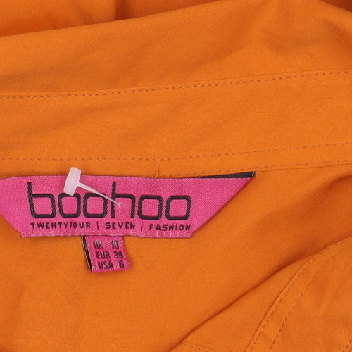 Boohoo Women’s Orange Button-Up Shirt UK 10 Long Sleeve Polyester