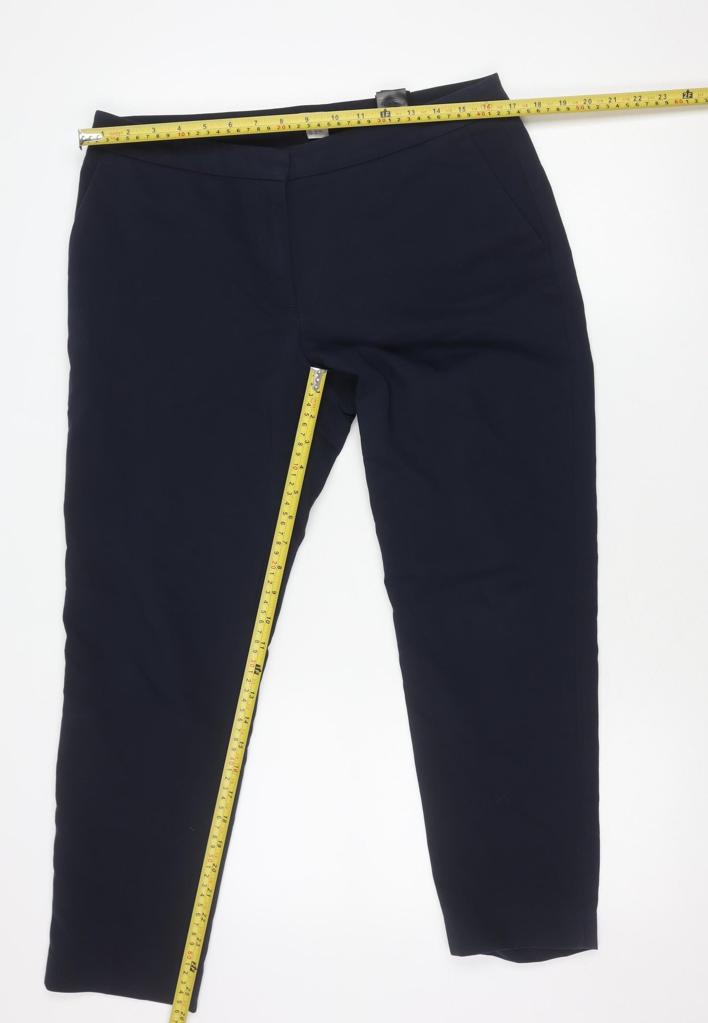 H&M Women's Blue Size 12 Slim Fit Straight Leg Trousers