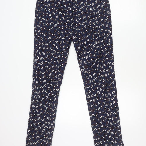 Boden Women's Blue Geometric Slim Trousers Size 10 Cotton Stretch