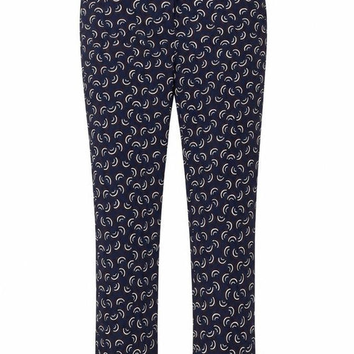 Boden Women's Blue Geometric Slim Trousers Size 10 Cotton Stretch
