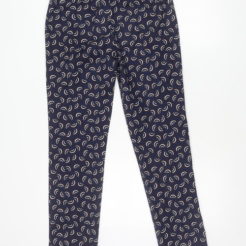 Boden Women's Blue Geometric Slim Trousers Size 10 Cotton Stretch