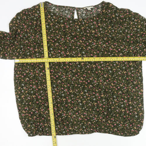 EDC Women's Green Floral Blouse XL Long Sleeve Viscose