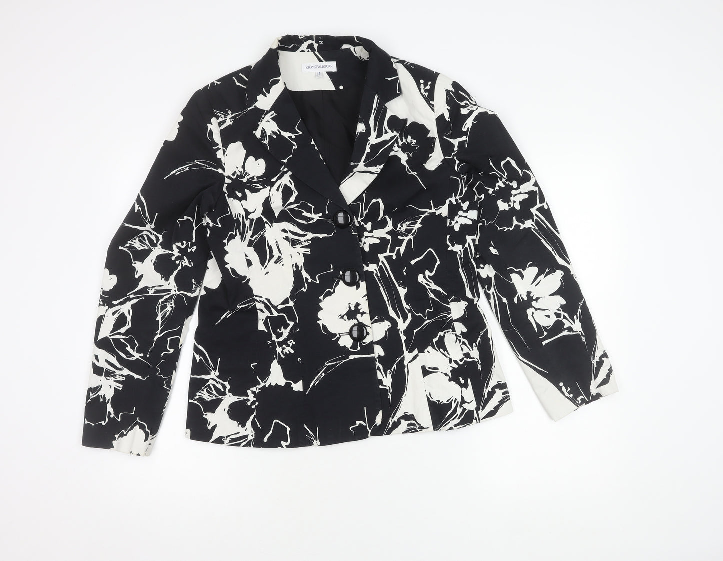 Gray & Osbourn Women’s Black Floral Blazer L Regular Fit Tailored