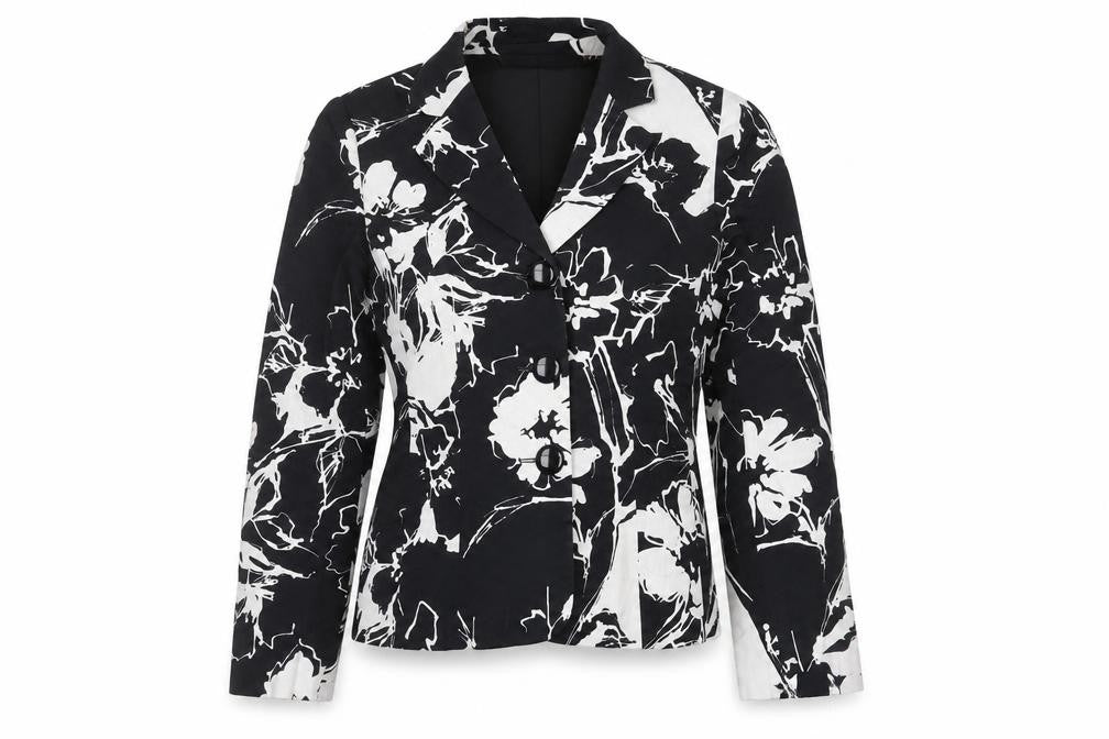 Gray & Osbourn Women’s Black Floral Blazer L Regular Fit Tailored