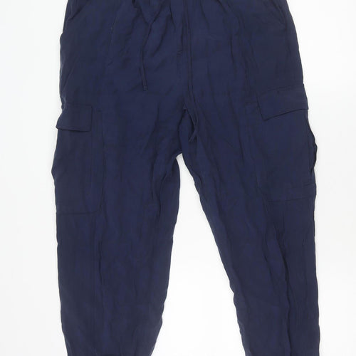 International Concepts Women's Blue L Cargo Trousers Elastic Waist