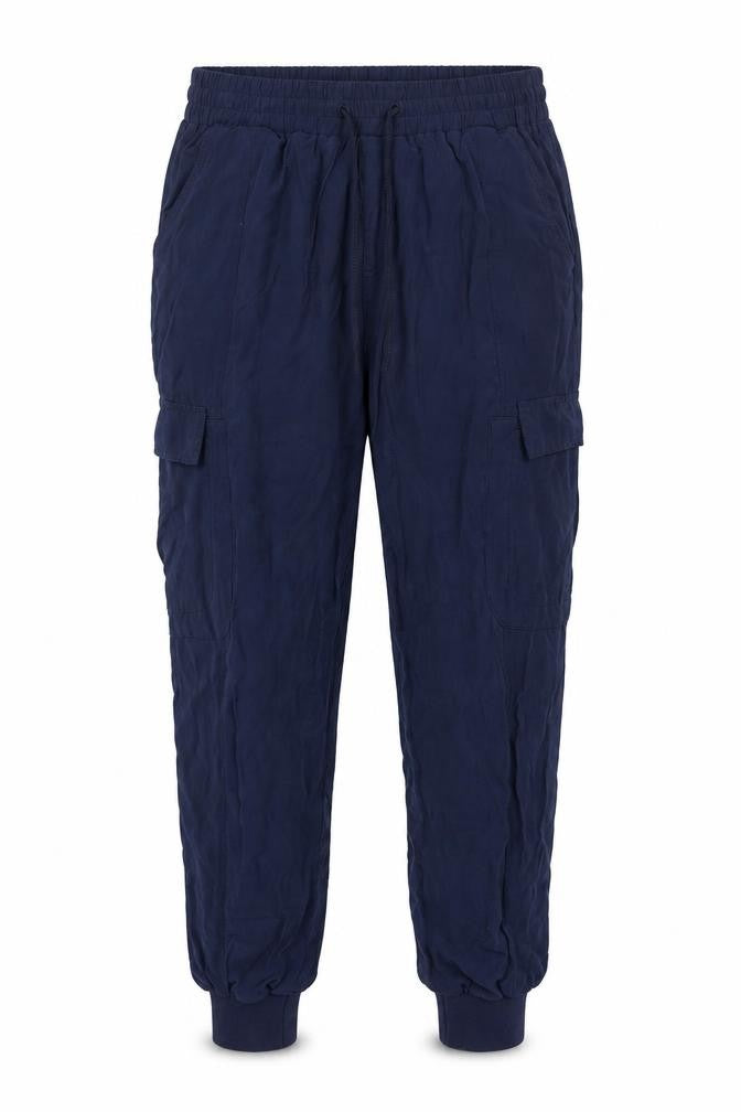 International Concepts Women's Blue L Cargo Trousers Elastic Waist