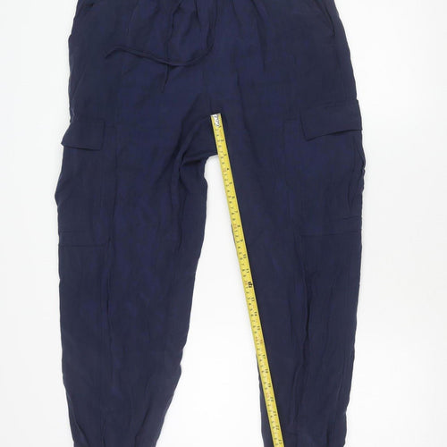 International Concepts Women's Blue L Cargo Trousers Elastic Waist