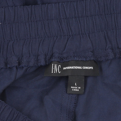 International Concepts Women's Blue L Cargo Trousers Elastic Waist