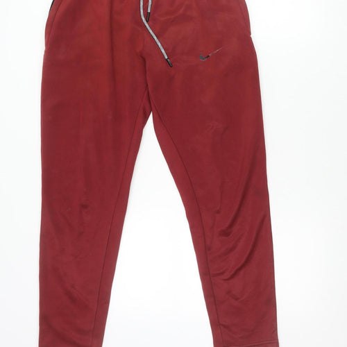 Nike Men's Red Jogger Trousers S Regular Fit Fleece Autumn Winter