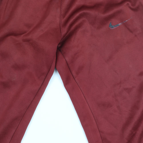 Nike Men's Red Jogger Trousers S Regular Fit Fleece Autumn Winter