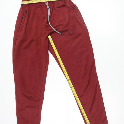 Nike Men's Red Jogger Trousers S Regular Fit Fleece Autumn Winter