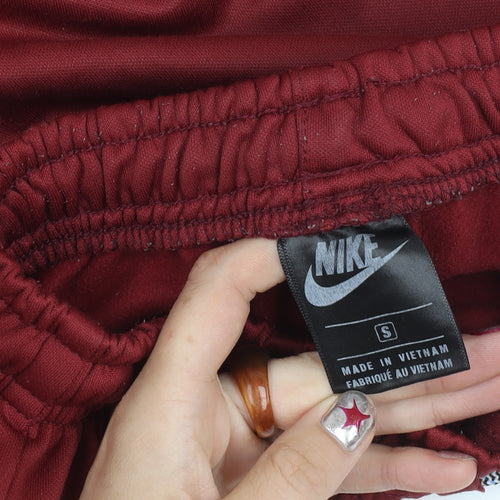 Nike Men's Red Jogger Trousers S Regular Fit Fleece Autumn Winter