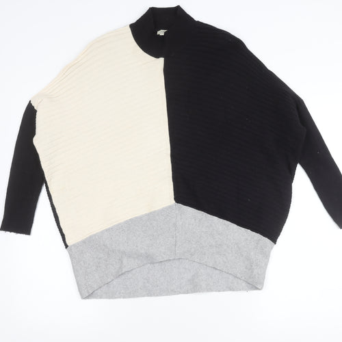 River Island Womens Black XS Mock Neck Geometric Pullover Jumper