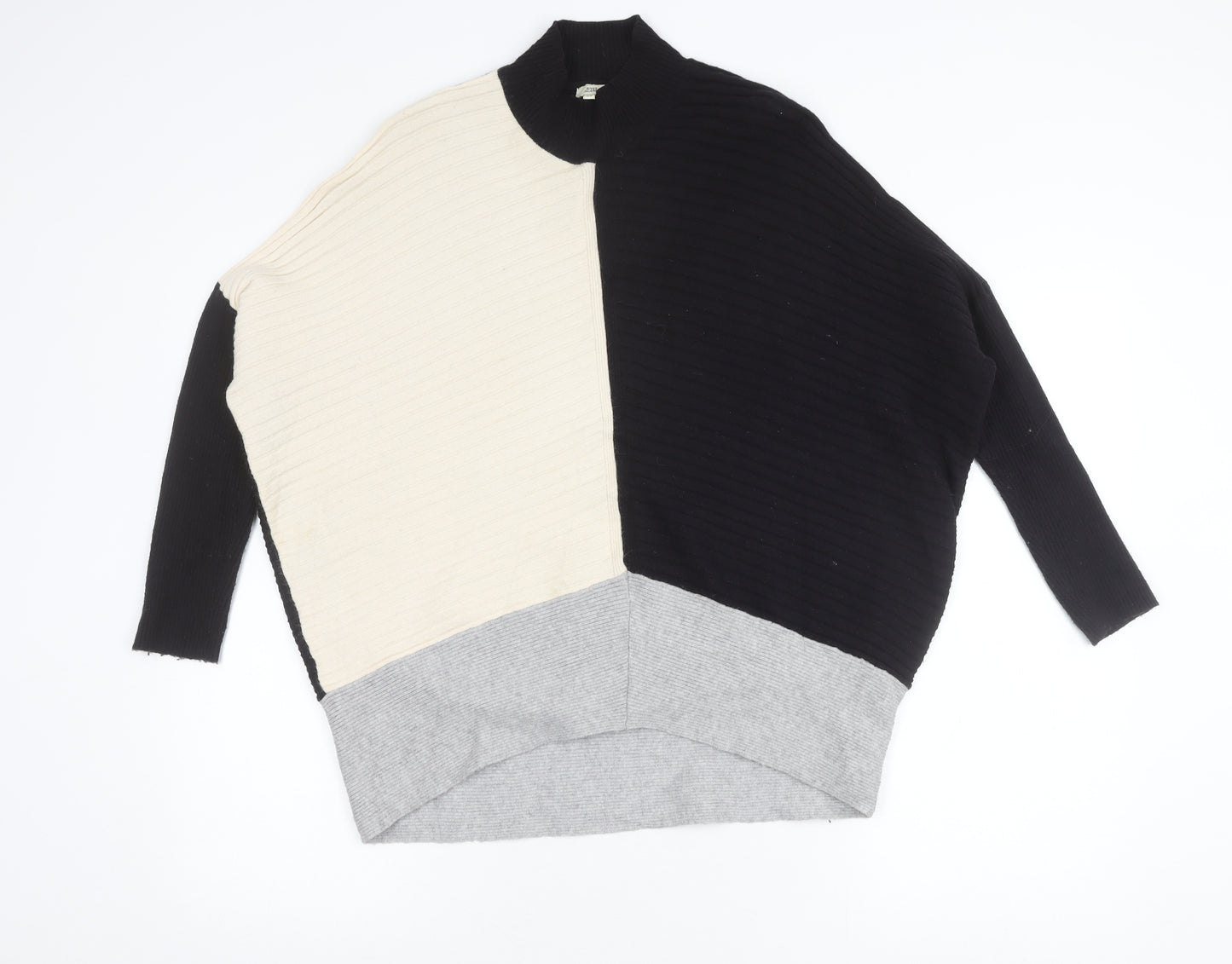 River Island Womens Black XS Mock Neck Geometric Pullover Jumper