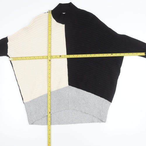 River Island Womens Black XS Mock Neck Geometric Pullover Jumper