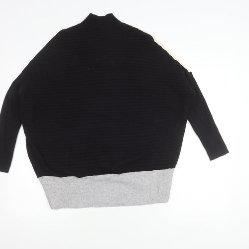 River Island Womens Black XS Mock Neck Geometric Pullover Jumper