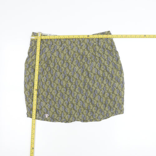 White Stuff Women’s Green Floral Short Skirt Size 12 Viscose
