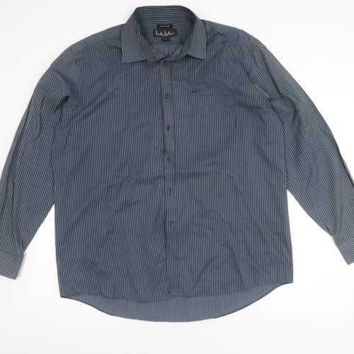 Nicole Miller Men’s Blue Striped XL Dress Shirt Long Sleeve Easy Care