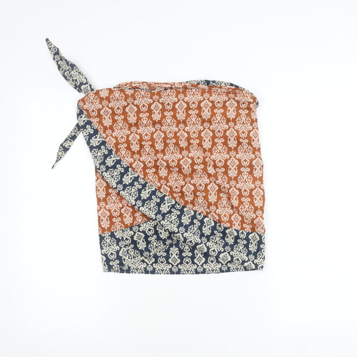 Zara Women’s Orange Geometric Wrap Skirt Size S Cotton Boho Short