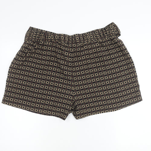 Tu Women’s Brown Geometric Paperbag Shorts Size 18 High Waist Crepe