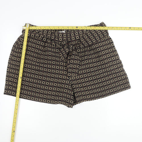 Tu Women’s Brown Geometric Paperbag Shorts Size 18 High Waist Crepe