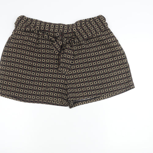 Tu Women’s Brown Geometric Paperbag Shorts Size 18 High Waist Crepe