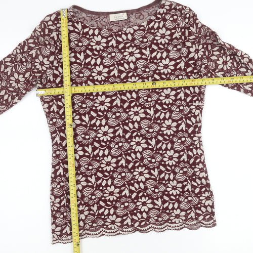 Marks and Spencer Women Red Lace 3/4 Sleeve Blouse Size 10