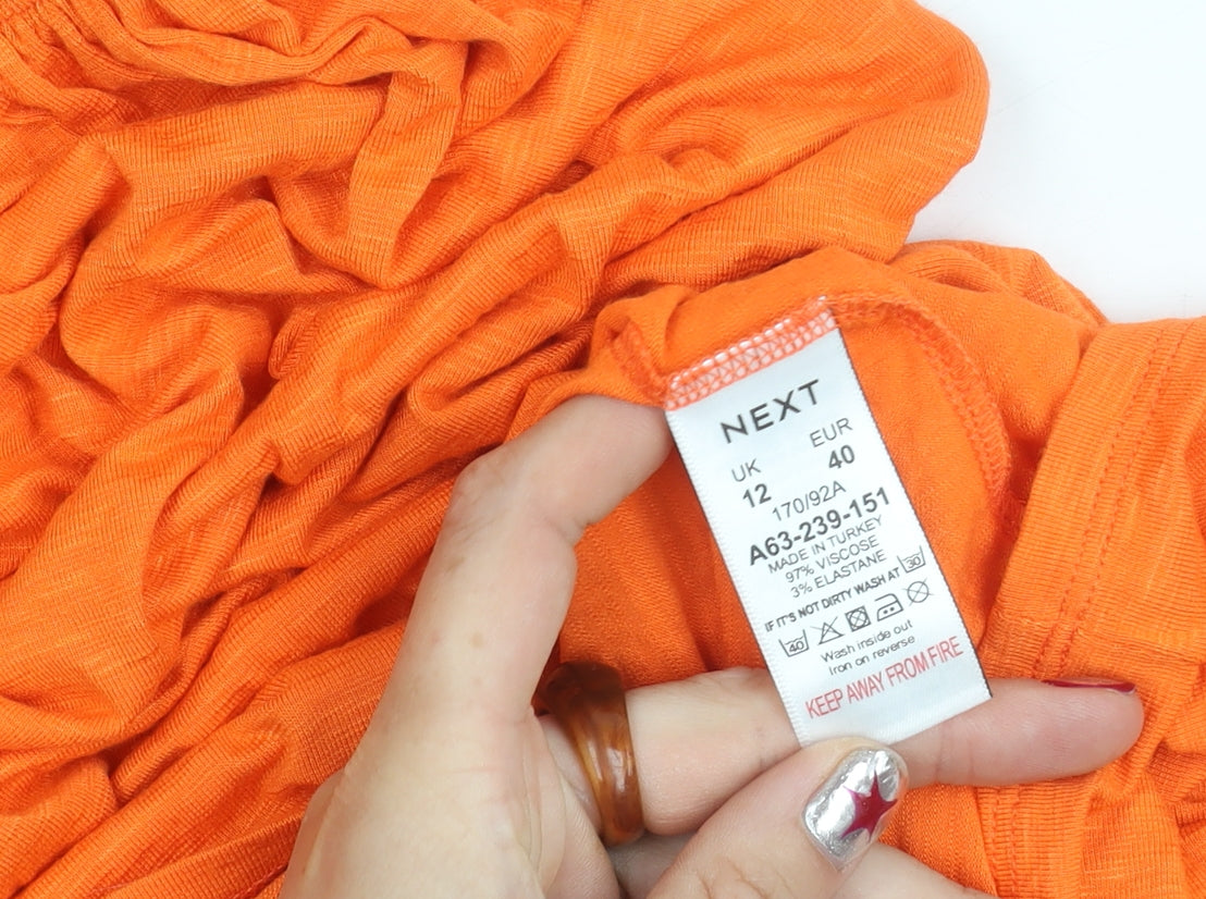 Next Women’s Orange Strapless Knee Length Jersey Dress Size 12
