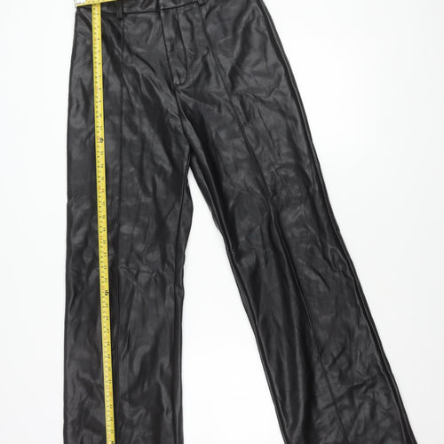 boa. Women's Black Polyurethane Straight Leg Trousers M
