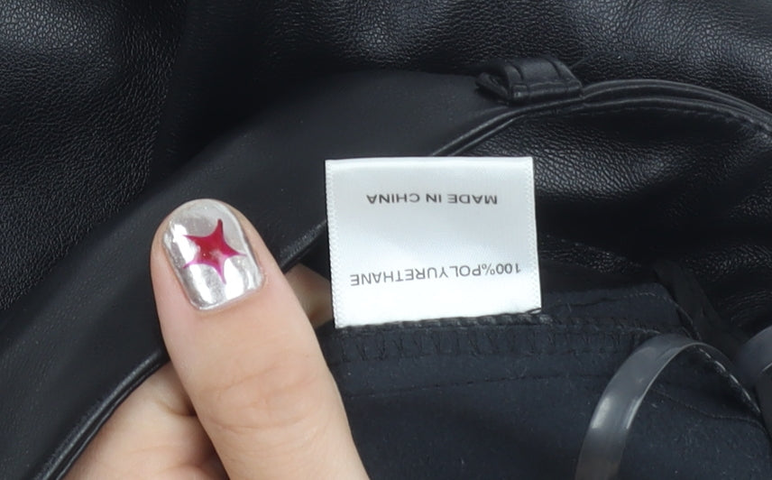 boa. Women's Black Polyurethane Straight Leg Trousers M