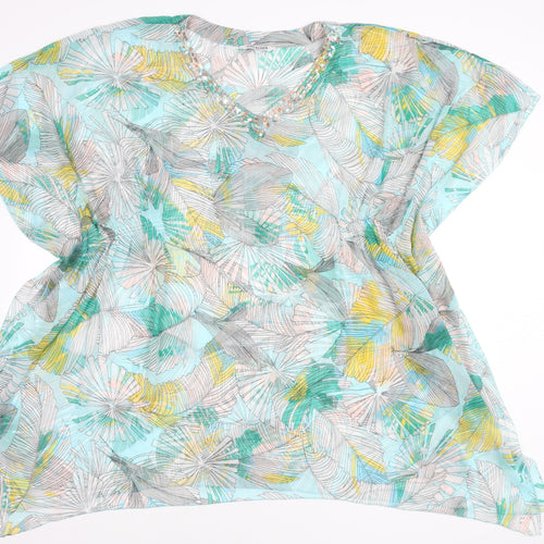 Debenhams Women's Multicoloured Beaded V-Neck Chiffon Tunic Blouse Size M