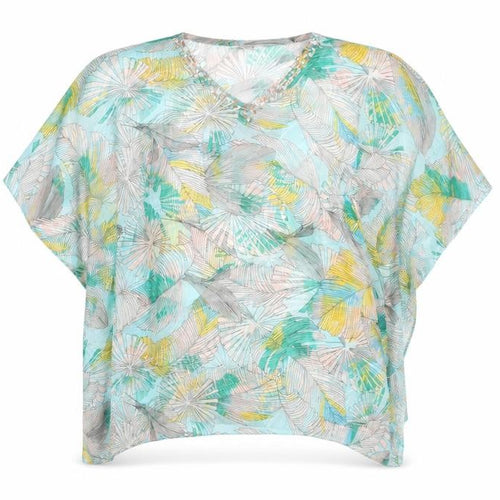 Debenhams Women's Multicoloured Beaded V-Neck Chiffon Tunic Blouse Size M