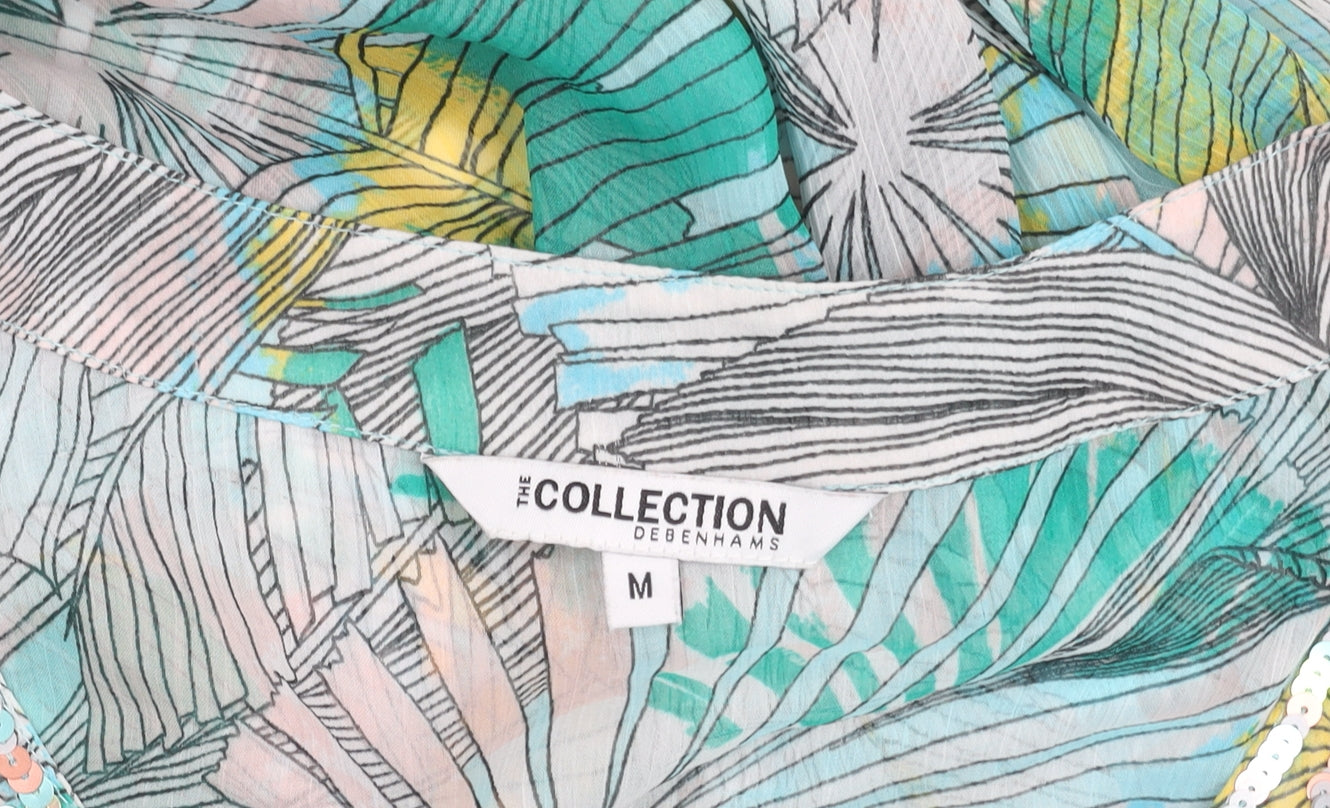 Debenhams Women's Multicoloured Beaded V-Neck Chiffon Tunic Blouse Size M