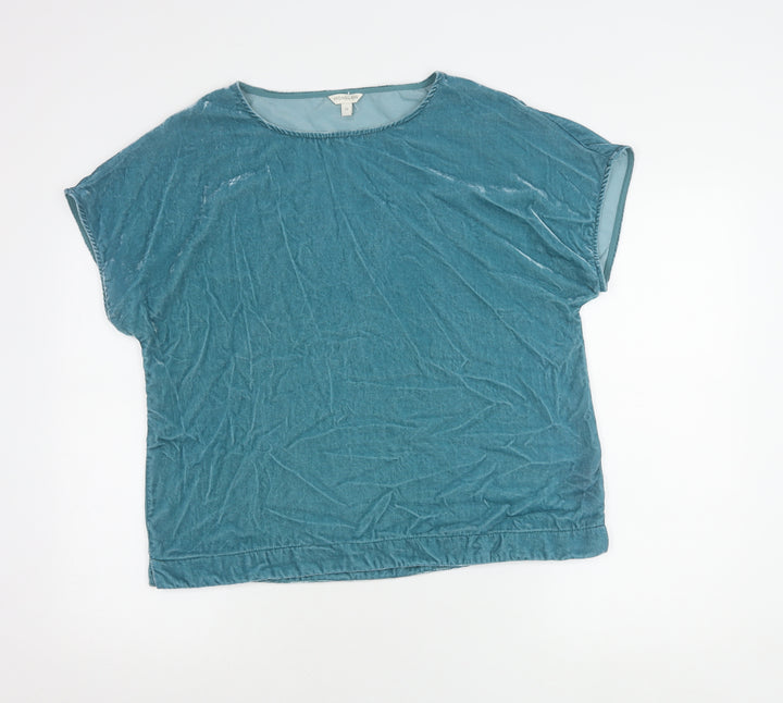 Monsoon Women’s Blue Velvet Short Sleeve Crew Neck Top M Regular